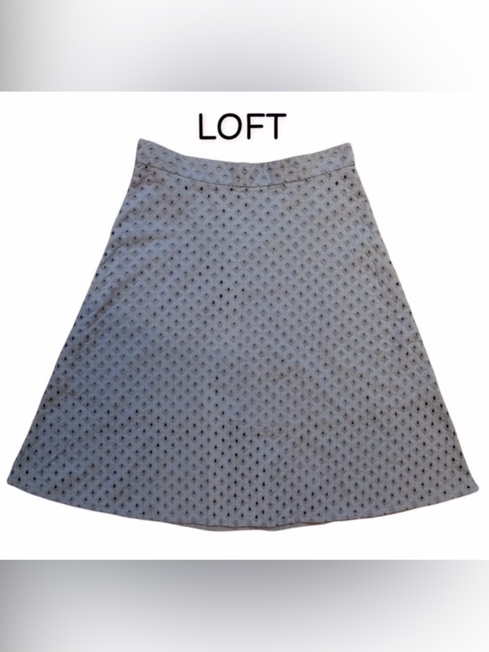 LOFT ~ Beautiful ~ Bluish Gray ~ Eyelet ~ Skirt ~ NWT ~ Size 12